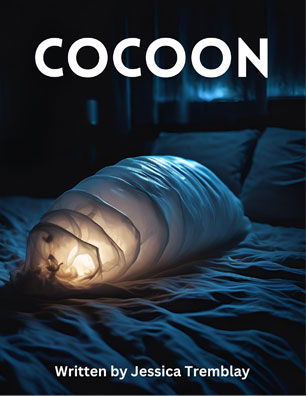 cocoon on a bed at night